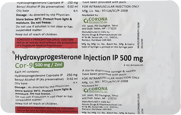 Cor 9 500mg Ampoule Of 2ml Solution For Injection