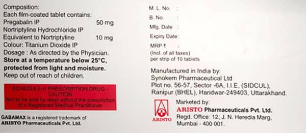 Gabamax Nt 50/10mg Strip Of 10 Tablets