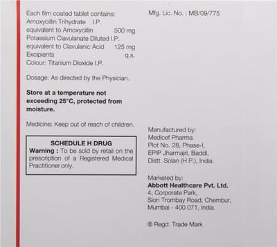 Uxiclav 625mg Strip Of 10 Tablets