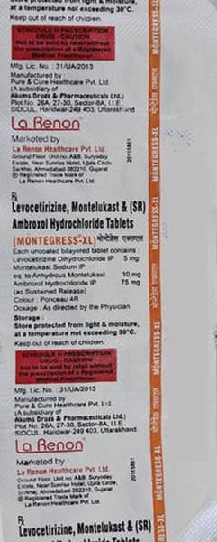 Montegress Xl Strip Of 10 Tablets