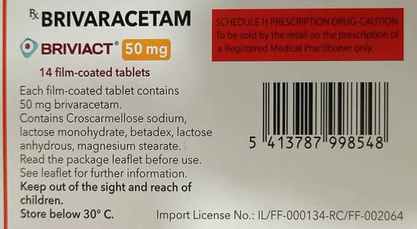 Briviact 50mg Strip Of 14 Tablets