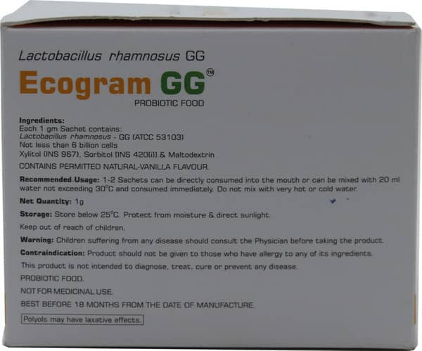 Ecogram Gg Natural Vanilla Flavour Sachet Of 1gm Granules