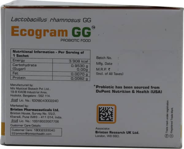 Ecogram Gg Natural Vanilla Flavour Sachet Of 1gm Granules