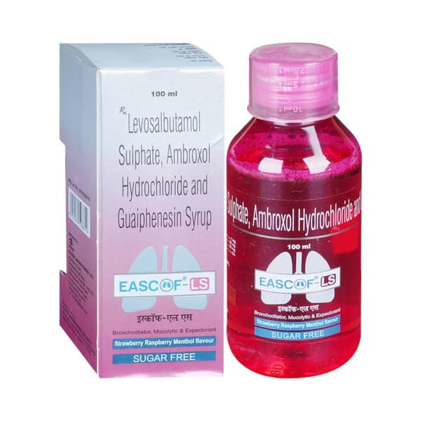 Eascof Ls Strawberry Raspberry Menthol Flavour Sugar Free Bottle Of 100ml Syrup