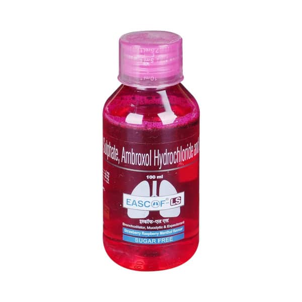 Eascof Ls Strawberry Raspberry Menthol Flavour Sugar Free Bottle Of 100ml Syrup