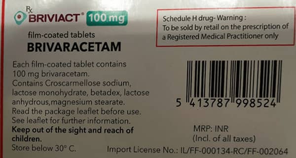 Briviact 100mg Strip Of 14 Tablets
