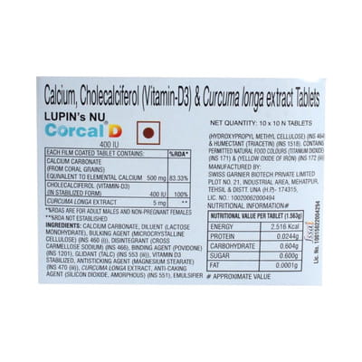 Lupins Nu Corcal D 400iu Strip Of 10 Tablets