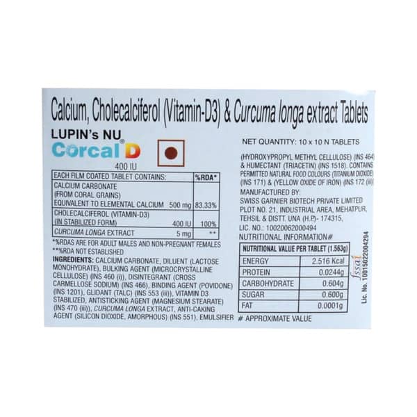 Lupins Nu Corcal D 400iu Strip Of 10 Tablets
