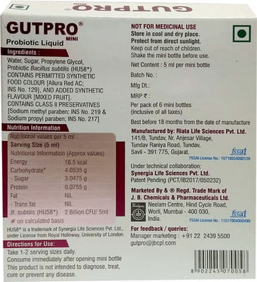 Gutpro Mini Bottle Of 5ml Syrup