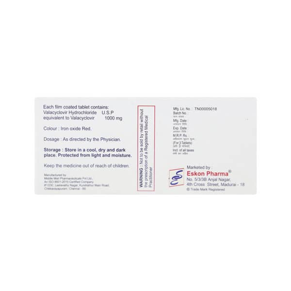 Valkon 1000Mg Strip Of 3 Tablets