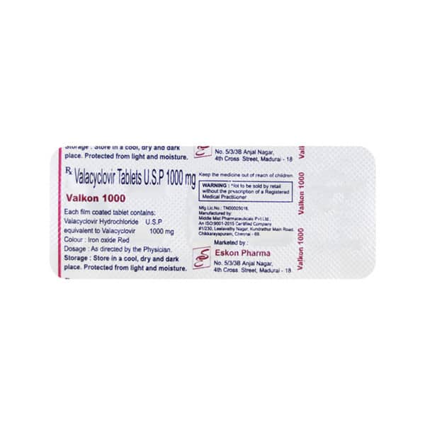 Valkon 1000Mg Strip Of 3 Tablets