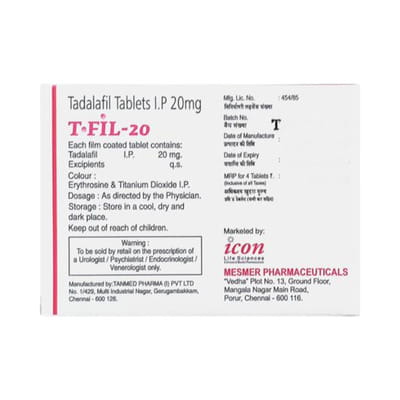 T Fil 20mg Strip Of 4 Tablets