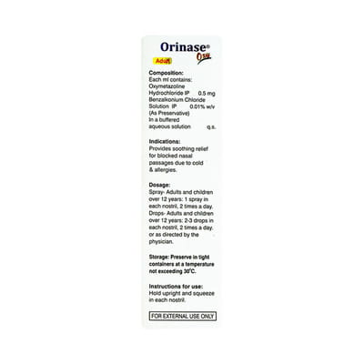 Orinase Oxy Ad Bottle Of 10ml Nasal Spray