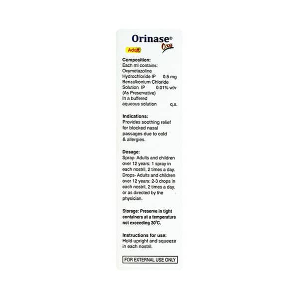 Orinase Oxy Ad Bottle Of 10ml Nasal Spray