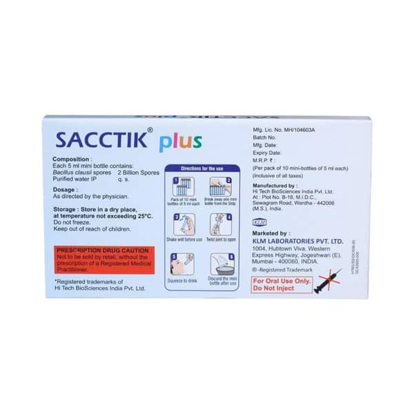 Sacctik Plus Suspension 5Ml (Pack Of 6)