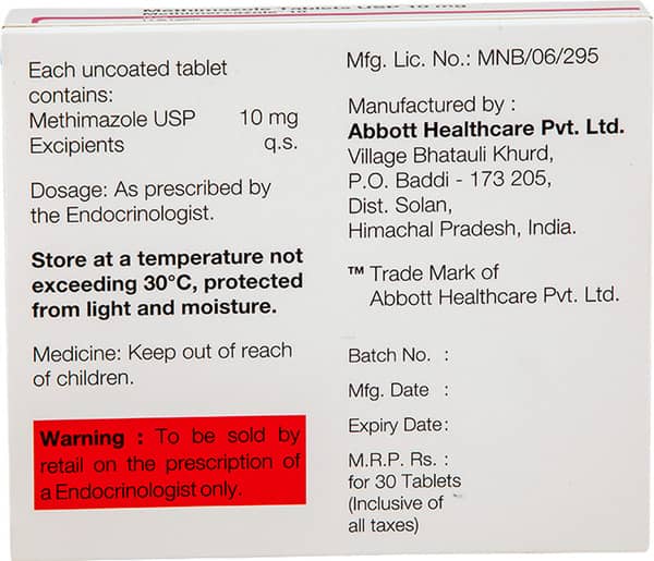 Methimercazole 10mg Strip Of 30 Tablets