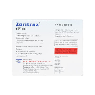 Zoritraz 100mg Capsules 7'S