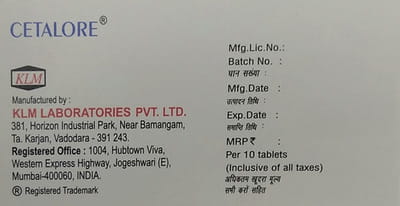 Cetalore 5mg Strip Of 10 Tablets