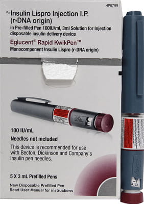 Eglucent Rapid Kwikpen 100iu Pre Filled Pen Of 3ml Solution For Injection