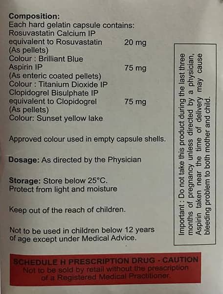 Rosutor Gold 20/75mg Strip Of 15 Capsules