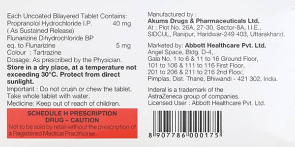 Inderal F 5mg Strip Of 10 Tablets