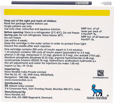 Fiasp Penfill 100iu Cartridge Of 3ml Solution For Injection