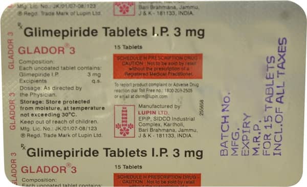Glador 3Mg Strip Of 15 Tablets