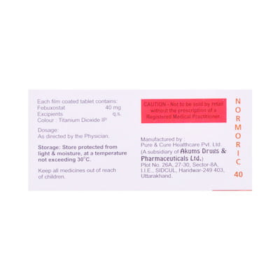 Normoric Er 40mg Strip Of 10 Tablets