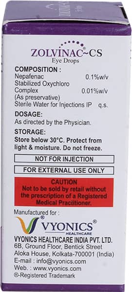 Zolvinac Cs Bottle Of 5Ml Eye Drops