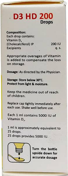 D3 Hd 200 Bottle Of 5ml Oral Drops