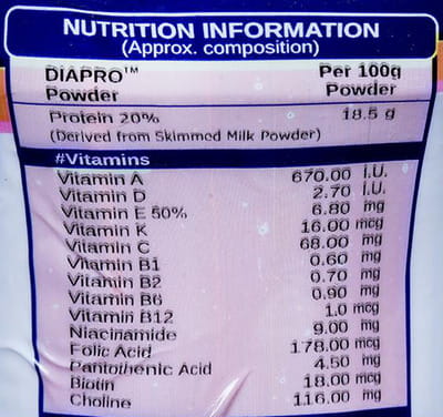 Diapro Vanilla Flavour Sugar Free Jar Of 200gm Oral Powder