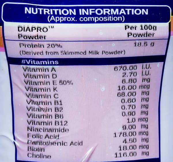 Diapro Vanilla Flavour Sugar Free Jar Of 200gm Oral Powder