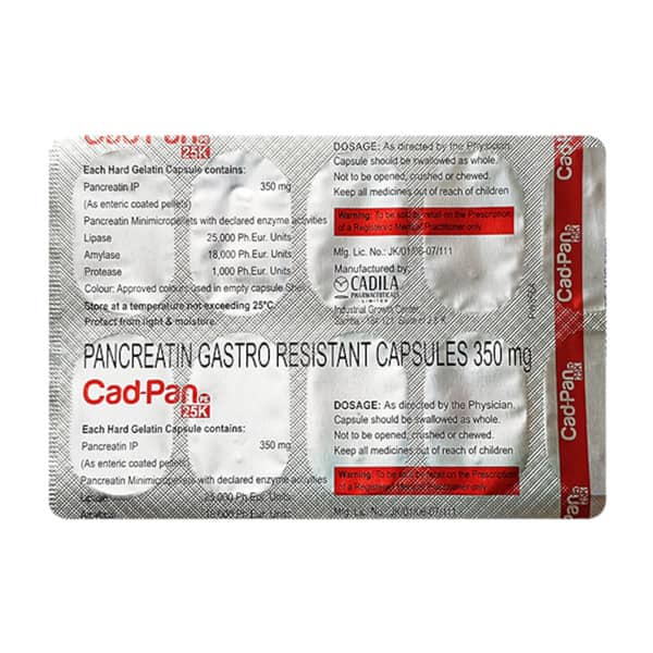 Cad Pan Pe 25k Strip Of 10 Capsules