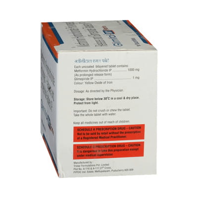 Glimital M 1mg Forte Strip Of 15 Tablets