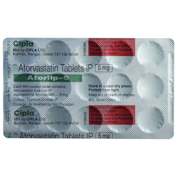 Atorlip 5mg Strip Of 15 Tablets
