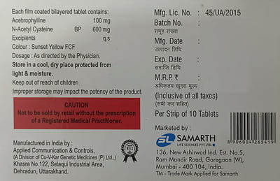 Mucomix Ace 100/600mg Strip Of 10 Tablets