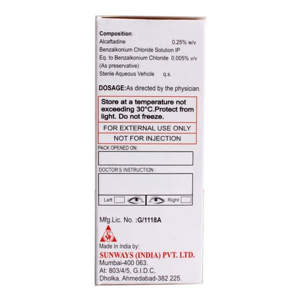 Alcatop 0.25% Bottle Of 5Ml Opthalmic Solution