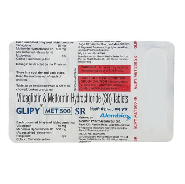 Glipy Met 500Mg Sr Strip Of 10 Tablets