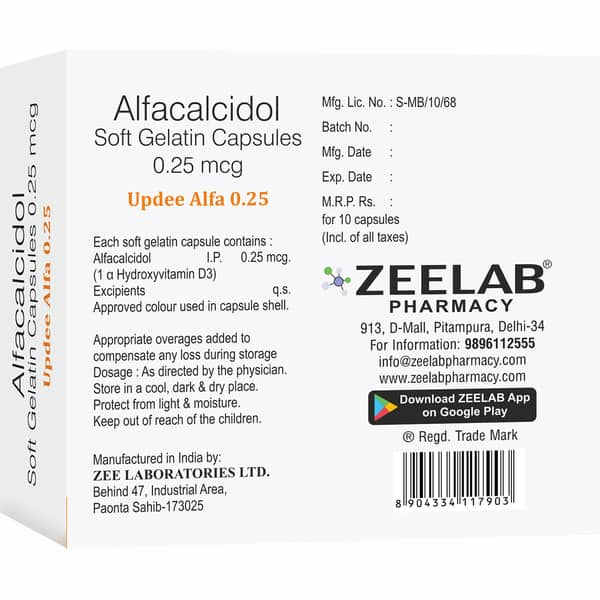 Updee Alfa 0.25Mcg Strip Of 10 Softgel Capsules