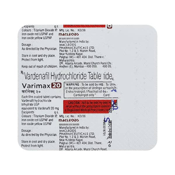Varimax 20 Mg Strip Of 4 Tablets