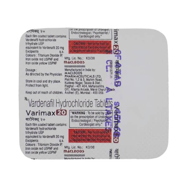 Varimax 20 Mg Strip Of 4 Tablets