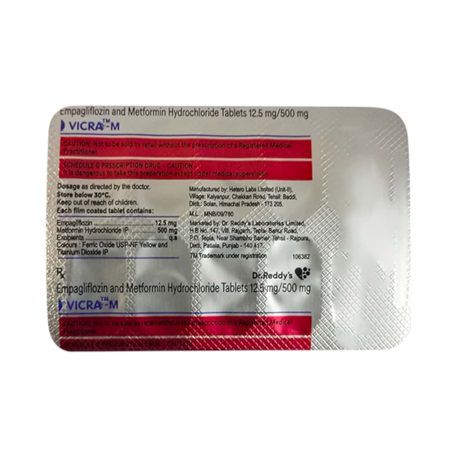 vicra m 12.5 500mg tablets