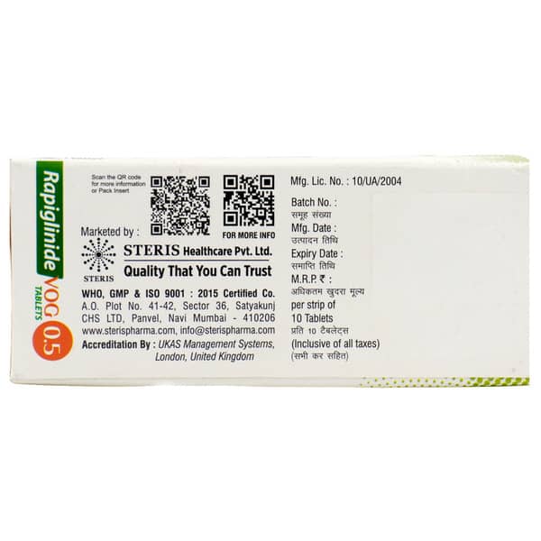 Rapiglinide Vog 0.5Mg Strip Of 10 Tablets