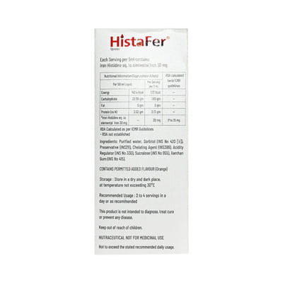 Histafer Delicious Orange Flavour Bottle Of 200ml Oral Liquid