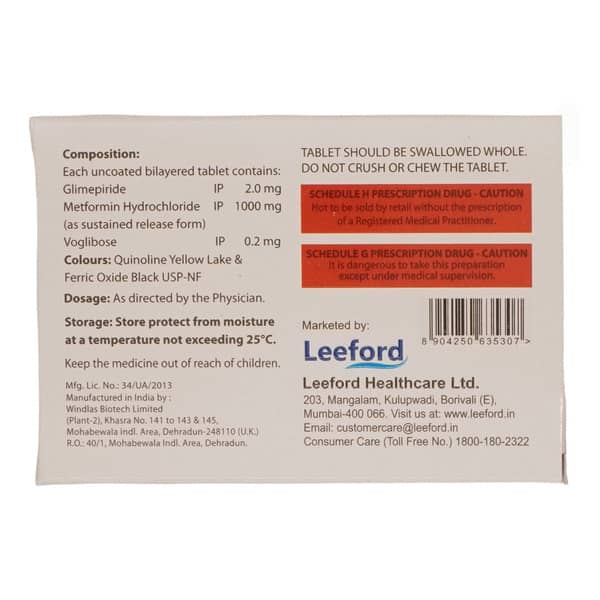 Voglimet Gm 2mg Forte Strip Of 10 Tablets
