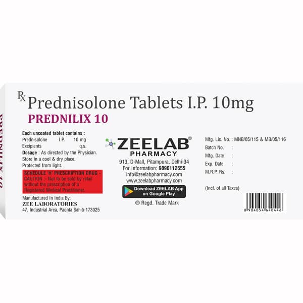 Prednilix 10Mg Strip Of 10 Tablets