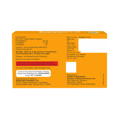 Empaglyde L 25mg Strip Of 10 Tablets