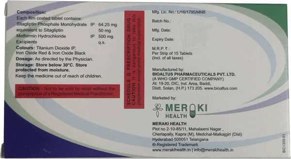 Sitatrack M 50/500mg Strip Of 15 Tablets
