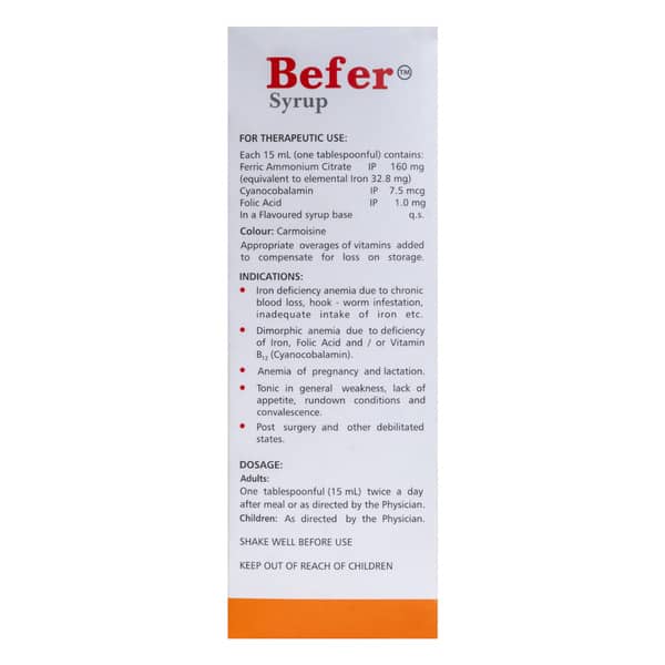 Befer Orange Flavour Bottle Of 200ml Syrup
