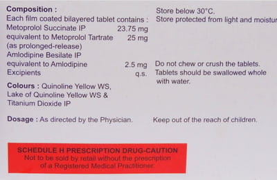Met Xl Am 25/2.5mg Strip Of 20 Tablets